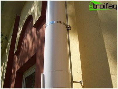 ダウンコンダクターをダウンパイプに取り付ける ダウンコンダクターをダウンパイプに取り付ける