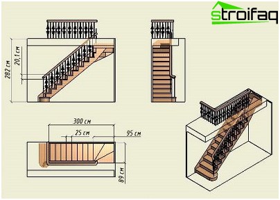 1つの行進で構造の描画、木製の階段